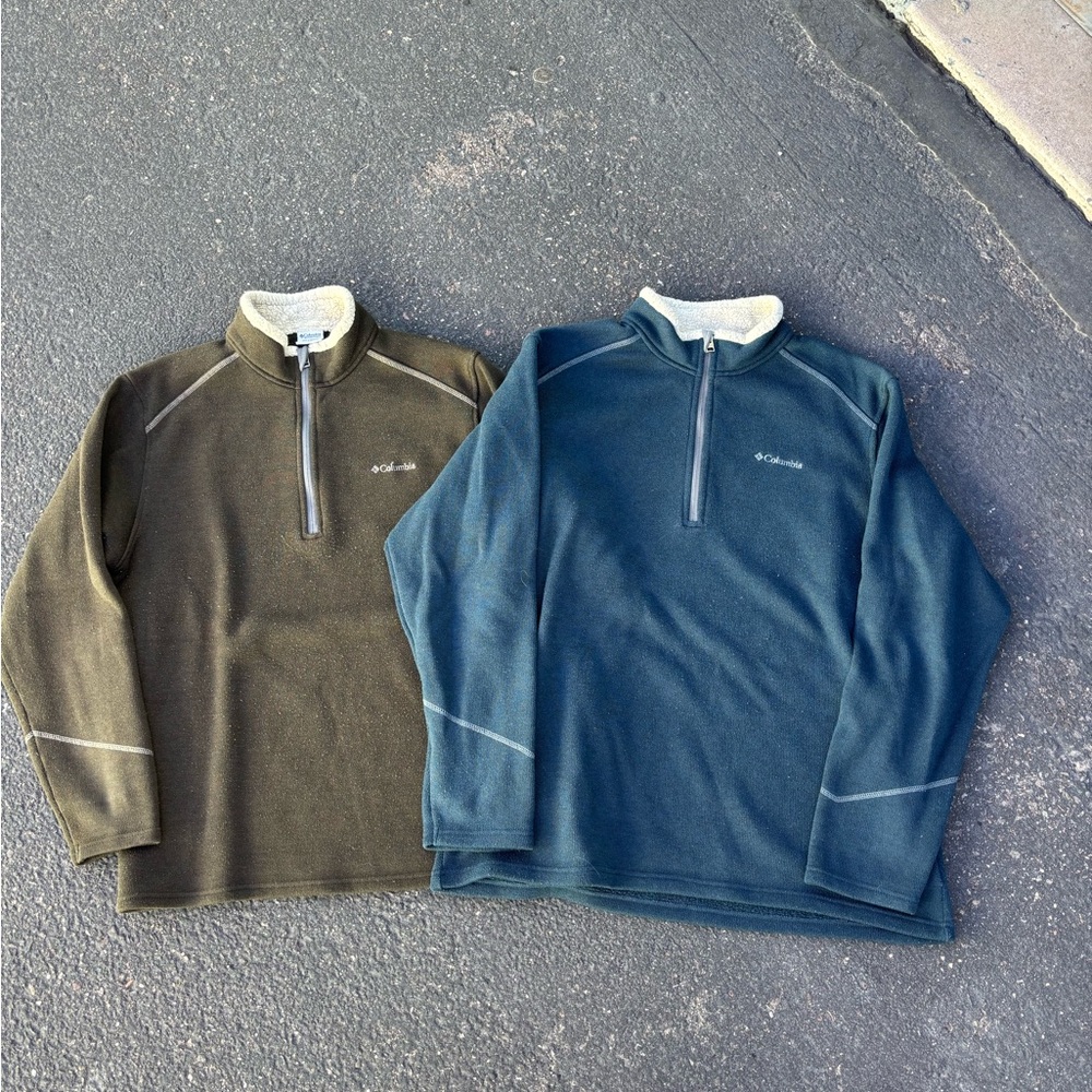Columbia Olive and Navy Fleece Pullovers